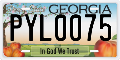 GA license plate PYL0075