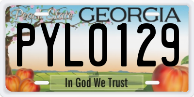 GA license plate PYL0129
