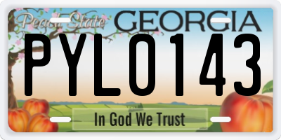 GA license plate PYL0143