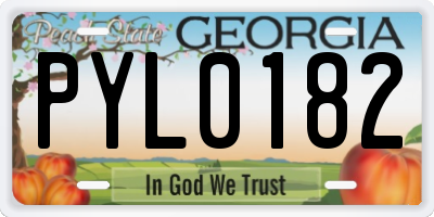 GA license plate PYL0182