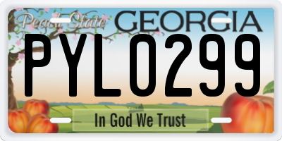 GA license plate PYL0299