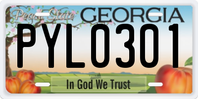 GA license plate PYL0301