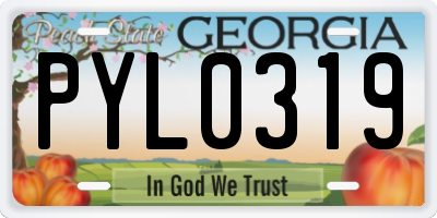 GA license plate PYL0319