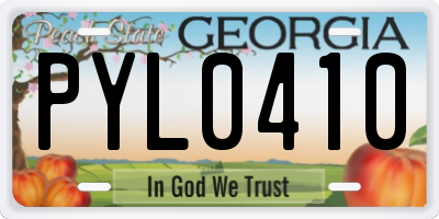 GA license plate PYL0410