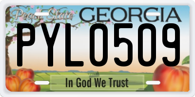 GA license plate PYL0509