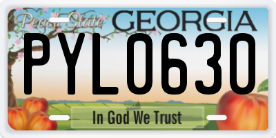 GA license plate PYL0630