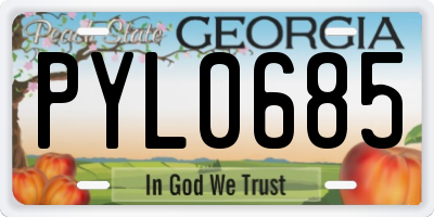 GA license plate PYL0685