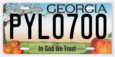 GA license plate PYL0700