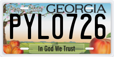 GA license plate PYL0726