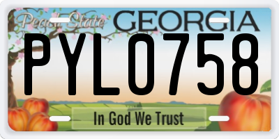 GA license plate PYL0758
