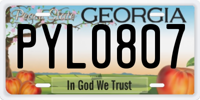 GA license plate PYL0807