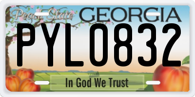 GA license plate PYL0832