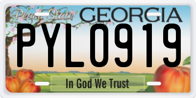 GA license plate PYL0919