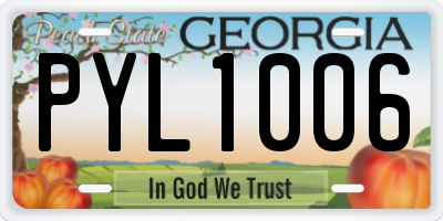 GA license plate PYL1006