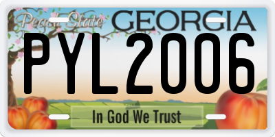 GA license plate PYL2006