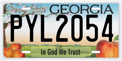 GA license plate PYL2054