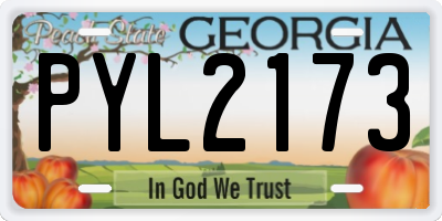 GA license plate PYL2173