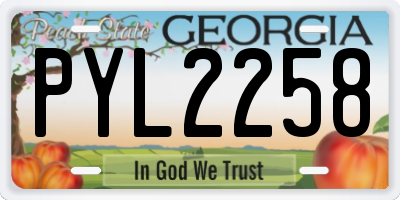 GA license plate PYL2258