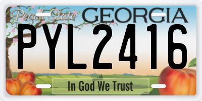 GA license plate PYL2416