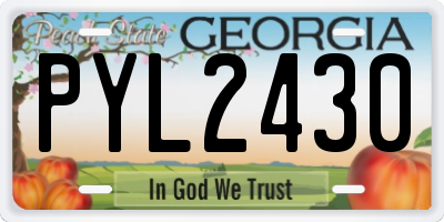 GA license plate PYL2430