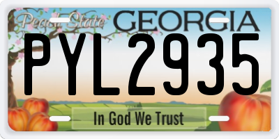 GA license plate PYL2935