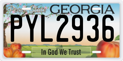 GA license plate PYL2936