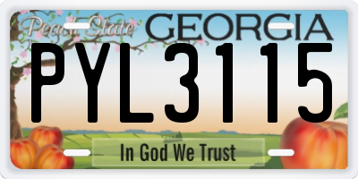 GA license plate PYL3115