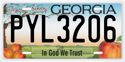 GA license plate PYL3206