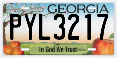 GA license plate PYL3217