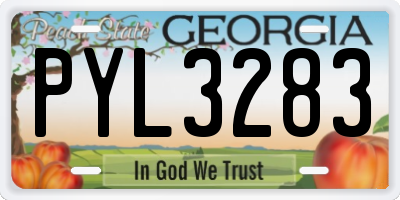 GA license plate PYL3283