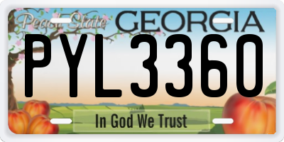 GA license plate PYL3360