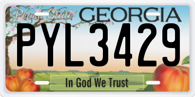 GA license plate PYL3429