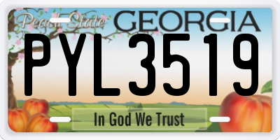 GA license plate PYL3519