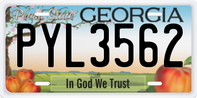 GA license plate PYL3562