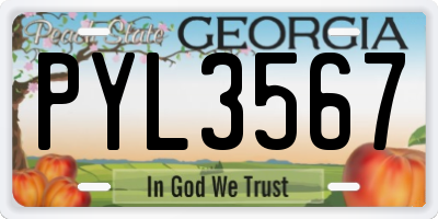 GA license plate PYL3567