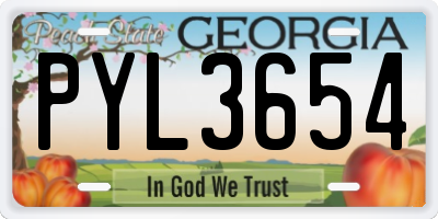 GA license plate PYL3654
