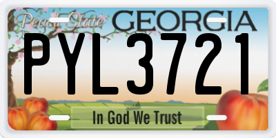 GA license plate PYL3721