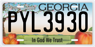 GA license plate PYL3930