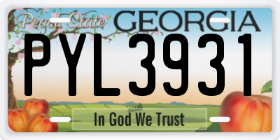 GA license plate PYL3931