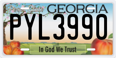 GA license plate PYL3990