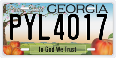 GA license plate PYL4017