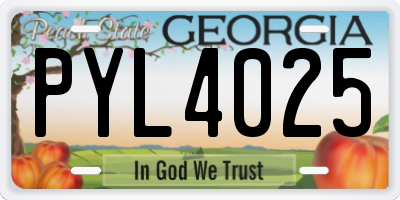 GA license plate PYL4025