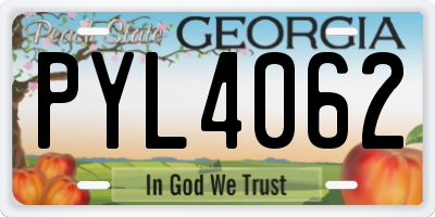 GA license plate PYL4062