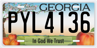 GA license plate PYL4136