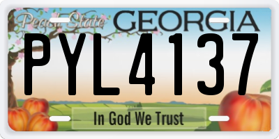 GA license plate PYL4137