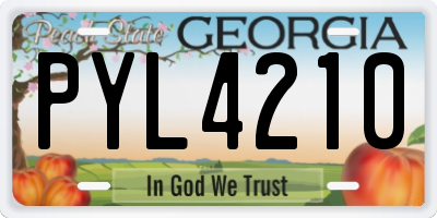 GA license plate PYL4210