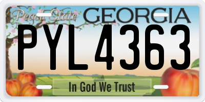 GA license plate PYL4363