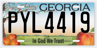 GA license plate PYL4419