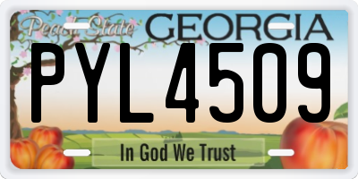 GA license plate PYL4509