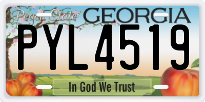 GA license plate PYL4519